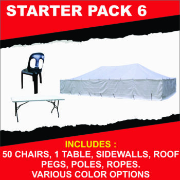 Starter Pack 6 -7m x 12m Pole Tent With 50 Chairs & 1 Table